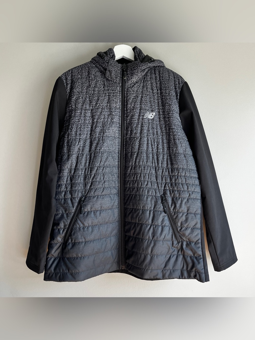 New Balance hybrid run jacket womens plus 2XL puffer fleece full zip black hood